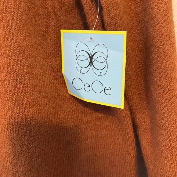 New Cece Burnt Orange Cable Knot Ruffle Sweater Women’s Size Small - Picture 3 of 5